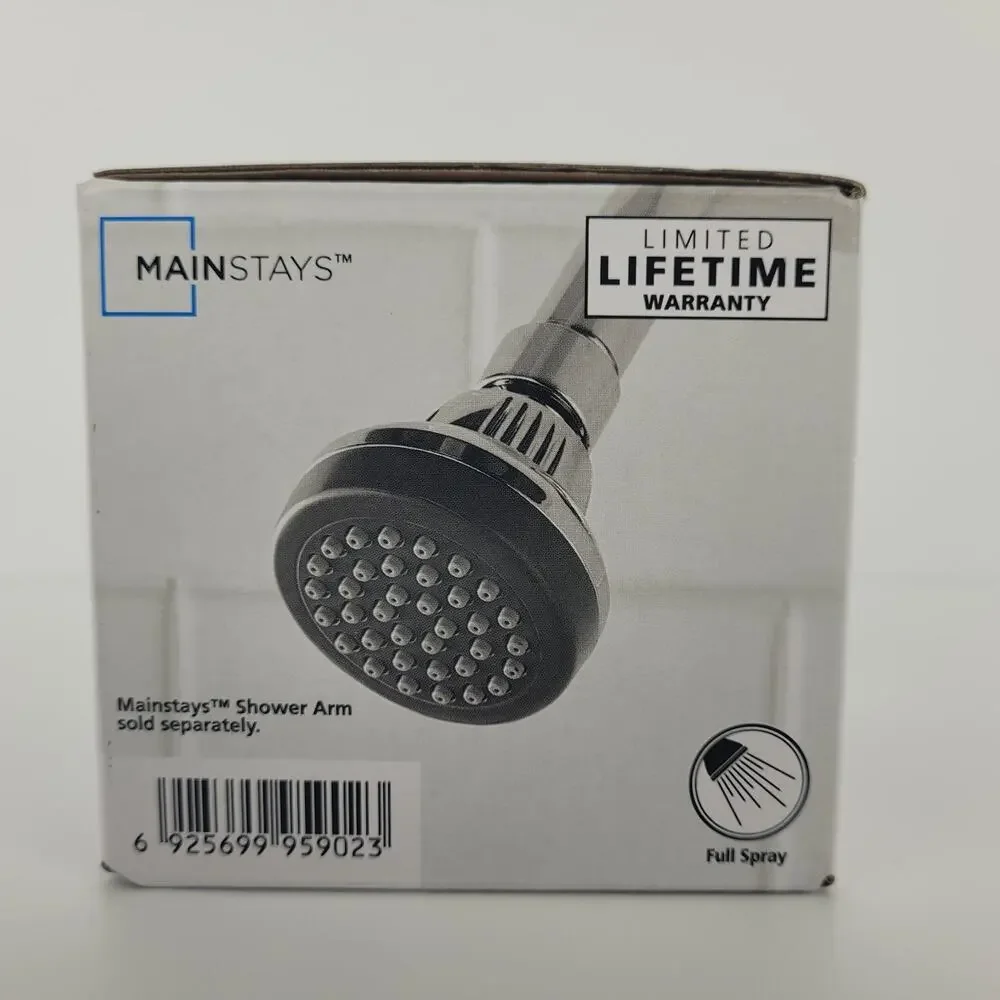 Mainstays Single Setting Shower Head in Chrome Finish with Rub-Clean Nozzles